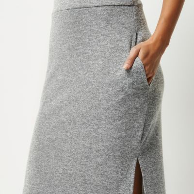 Grey marl jersey maxi skirt